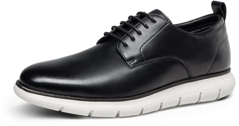 Bruno Marc Tenis de vestir casuales para hombre, zapatos formales de negocios, parte superior de cuero transpirable, cómodos, ligeros, acolchados, Oxfords Crossflex NeatLite, Black, 42 2/3 EU