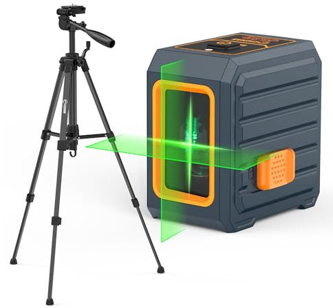 Nivel láser verde autonivelante CIGMAN, trípode ajustable de 90 cm, alcance de 30 m, alta precisión ±1,5 mm/5 m, 4 niveles de brillo, láser compacto para construcción en interiores