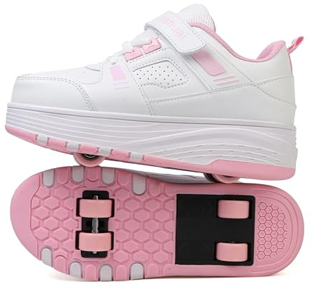 Scarpe da Skateboard a Due Ruote per Ragazze e Ragazzi, Scarpe da Ginnastica con Ruote Retrattili, Scarpe Pattini per Bambini, Perfette per Feste, Compleanni, Pasqua, Natale