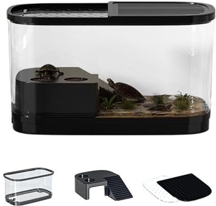 Turtle Tank - 12.2 Inches High Transparency Reptile Enclosure for Secure Habitat, Sturdy Terrarium with Ventilation, Pet Aquarium for Frogs, Lizards, Breeding, Geckos, Snakes, Tortoises, Crabs