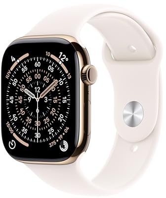 Apple Watch Series 11 GPS+Cellular con Caja de Titanio en Color Oro de 46 mm y Correa Deportiva Rosa Rubor-Talla S/M .Calidad del Sueño,monitores de entreno y Salud,Pantalla Siempre Activa
