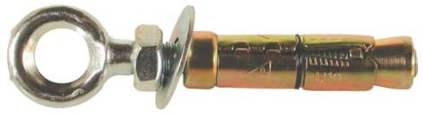 2x M10 x 115mm Super Heavy Duty Expansion Eye Bolts, Shield Eye Anchor Bolts for Securing into Concrete, Brick, and Masonry Walls Yellow Zinc Plated