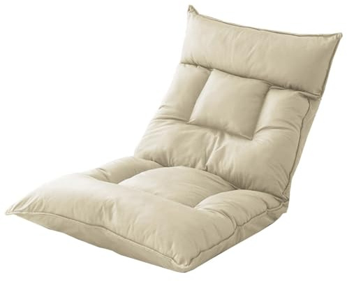 Lädergolvsoffa För Vuxna Bekväm Hopfällbar Vilstol Justerbar Hopfällbar Soffbädd Meditationsstolar För Vardagsrummet Och Sovrummet(Beige)