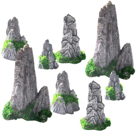 8 Pièces Decoration Aquarium Texture Simulée Accessoire Aquarium Rocaille