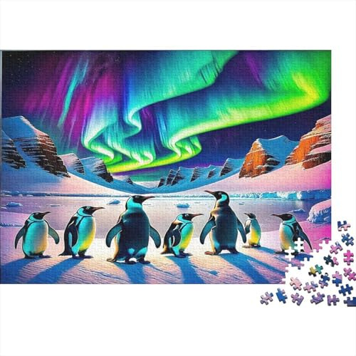 1 000 bitar mini pussel pingvin polarljus för vuxna | 52 x 38 cm papper kontor dekor perfekt passform vän present stressminskning