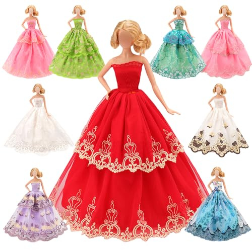 BARWA 5 Pcs Handmade Doll Clothes Wedding Gowns Party Dresses for 11.5 inch Dolls