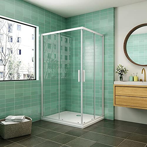 Mampara de Ducha Angular cabina de ducha mampara de ducha cuadrada Puerta Corredera Cristal 5 MM perfilería gris mate 76x76cm