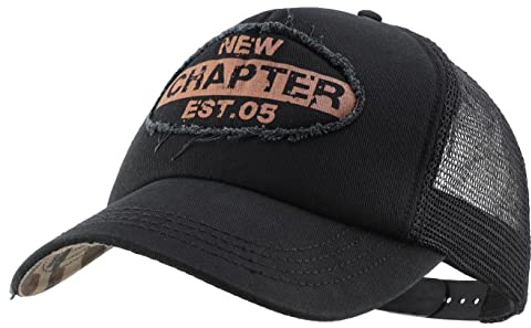 Decentron Mens Vintage Mesh Trucker Hat Outdoor Adjustable Baseball Cap Clean Up Snapback Cap (Black)