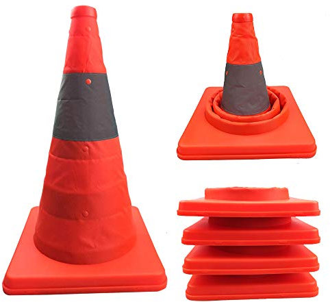 Annurssy 4 Cônes de signalisation rétractables Pliables 40 cm Orange Sécurité Multifonctionnelle Cône De Sécurité