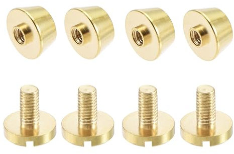 sourcing map 4 Sets Runde Nieten 10x6mm Taschenfüße Hohlnieten Standfüße Nieten Leder Nieten Metall Nieten Bolzen Geldbörse Handtasche Bodennägel für Taschen Massivem Messing