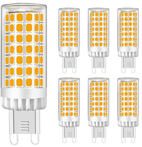 G9 LED Lampe 9W, Warmweiß 3000K, Kein Flimmern, 750lm Entspricht 60W-75W G9 Halogen Leuchtmittel, Keramiksockel, G9 Mini Glühbirne mit 88-LED SMD2835, AC220-240V, Nicht Dimmbar, Φ18*64mm, 6er-Pack