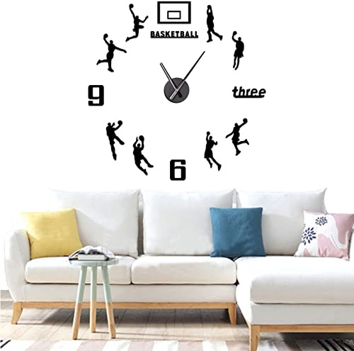 Yolistar 3D Modern DIY Grande Horloge Murale, Autocollant Metal Silencieuse Pendule Murale,Décorations de Bureau Domicile - Noir