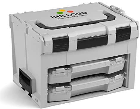 L-BOXX Sortimo LS BOXX 306 | inkl. i-BOXX 72 H3 & i-BOXX 72 I3 in Grau individuell anpassbar mit Ihrem Logo | Professioneller Werkzeugkoffer leer | Werkzeugkiste leer Kunststoff