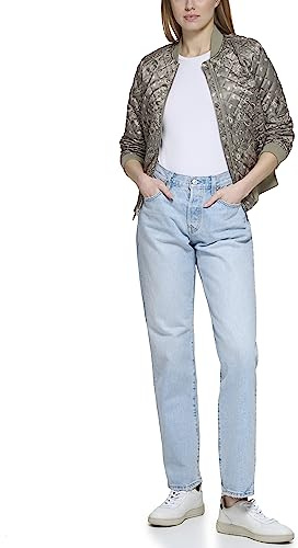 Levi's Women's Diamond Quilted Bomber Jacket with Front Pockets-Regular & Plus Sizes, Green Faded Bandana, S