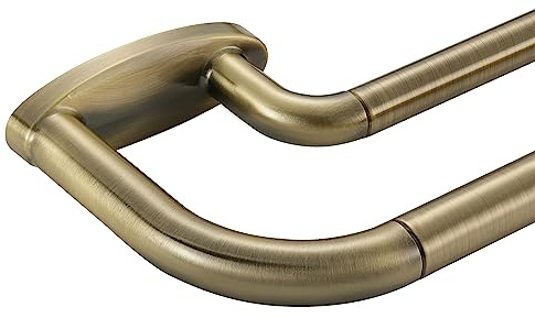 Double Curtain Rods Antique Bronze,Room Darkening Drapery Rod for 48-84 Inches,Adjustable 3/4 Inches Front and 5/8 Inches Back Quality Metal Rod for Window,Wrap Around Design