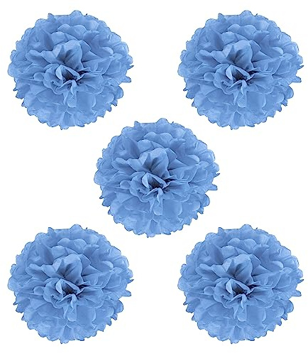PATIKIL 8 Tissue Pom Poms Flowers Lake Blue