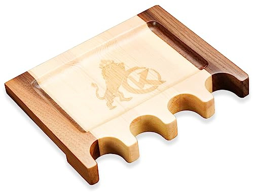 KONLLEN Pool-Stick-Queue-Halter, tragbarer Queue-Stick-Klauenständer, hält 4 Queues am Tisch – beschwerter Billard-Queue-Halter aus massivem Holz (4 Löcher)