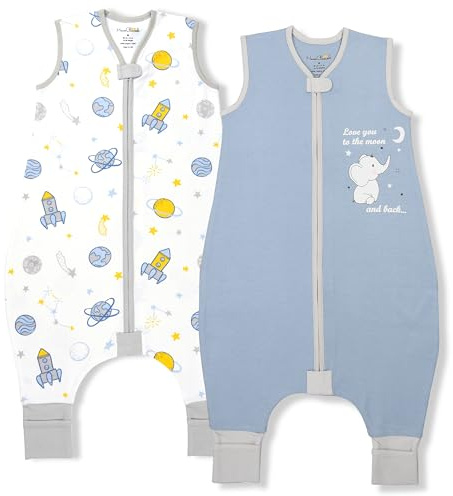 Babysovsäck med fötter, 0,5 TOG, organisk bomull, bärbar filt, sovpåse, medelstor