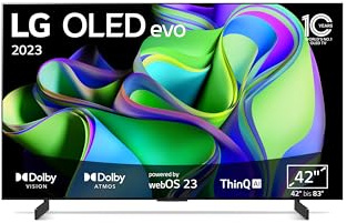 LG OLED42C31LA Téléviseur OLED Evo, 106 cm (42), Smart TV, cinémaker Mode, 120 Hz, année du modèle 2023