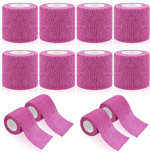 WuGU Benda Elastica Autoadesiva, 12 Rotoli Bendaggio per Animali Domestici 5CM x 4.5M, Bende Elastiche Adesivo Benda, Elastica Autoadesiva Non Tessuto Bendaggio per Mani, Piedi, Ginocchia
