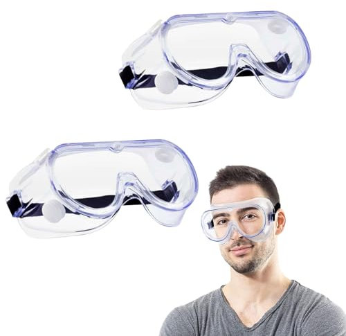 KARELLS Lunettes de Sécurité,2 Paires Lunettes de Protection Transparentes,Lunette Anti buée,Lunettes Protection Latérale,Lunette de Protection Travail,Lunette UV Protection,pour Bricolage,Travaux