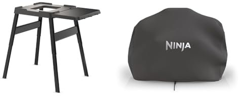 Ninja Woodfire Housse pour barbecue XL, Anti-décoloration, Compatible avec OG850 / OG901, XSKOGXLCVREU + Table d'appoint, support pour barbecue, Grill et Four d'extérieur, 4718J800EUUK