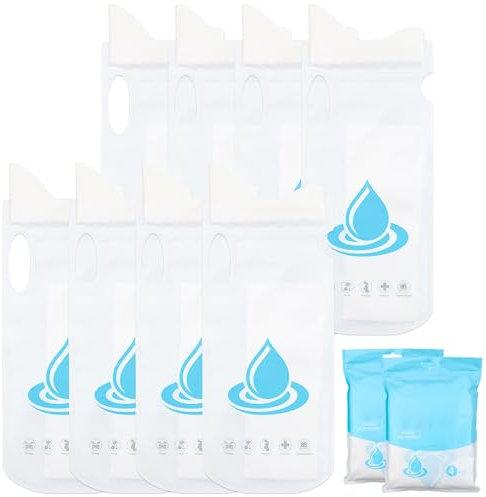 8 Pezzi Sacco Urina Monouso 700ml,Orinatoio Portatile Sacchetti Usa e Getta per Urina con Manico,Toilette D'emergenza Portatili Sacchetti Urine Vomito per Campeggio,Uomini,Donne,Incinte,Viaggi,Auto