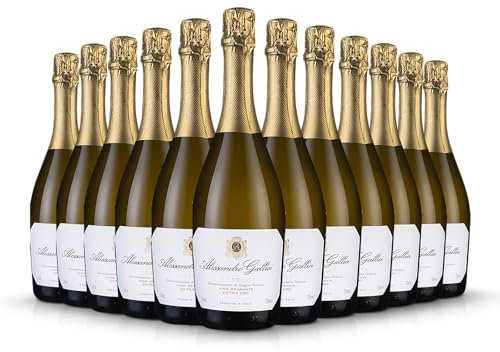 Alessandro Gallici Prosecco (12 x 750ml Bottles) Extra Dry Italian Sparkling Wine with Vibrant Apple, Pear, and Citrus Notes (11% ABV)