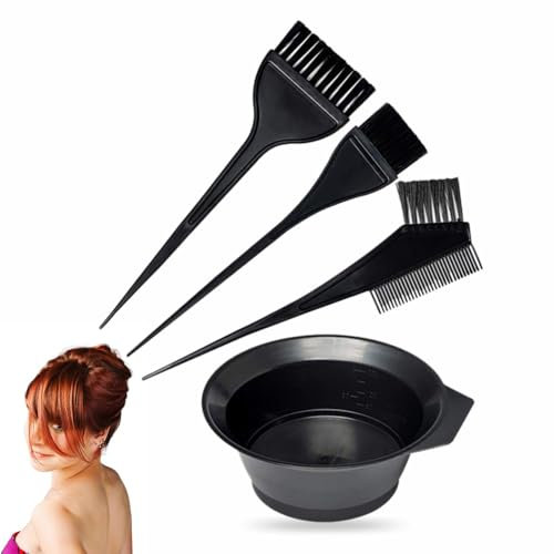 Hair Dye Brush Hairdresser Colouring Bowl Double Sided Brushes Salon Professional Highlighting Kit Is Suitable for Men Women Girls Cream Mixing Bleaching Diy Tools Home Accessories (1pack)