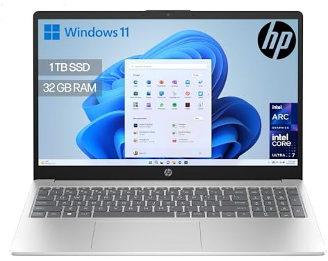 HP 15-fd2013ns - Ordenador portátil de 15.6 FHD (Intel Ultra 7-255U, 32GB RAM, 1TB SSD, Intel Iris Xe Graphics, Windows 11) Plata - Teclado QWERTY Español