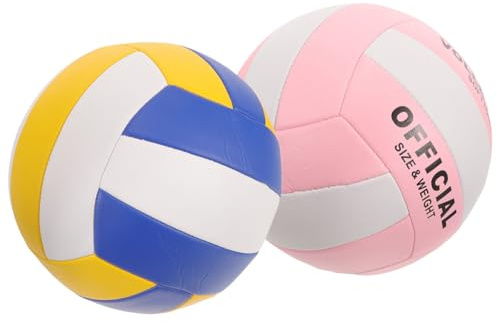 Abaodam Lot de 2 Ballons de Volley-Ball Souples 5 Dimensions Standard PVC Épais Multicolore pour Entraînement Sportif Intérieur Examen D'entrée Volley-Ball Salle