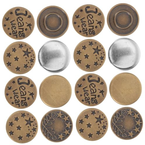 CLISPEED Botones Metálicos Desmontables para Jeans, Hebillas Antideslizantes de Cobre, Juego de 24 Piezas en Colores Cobre y Plateado, sin Costura, Accesorios para Ajuste de Cintura