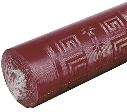 Pro Nappe - Ref R485022I - Mantel de Papel Damasco desechable en Rollo 50 M Largo X 1,20 M Ancho - Color Burdeos - Papel Damasco con Estampado Universal Chic y clásico
