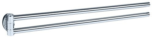 Fackelmann Doppel-Handtuchstange Taris, zweiarmiger Handtuchhalter, Handtuchreling (Farbe: Silber), Menge: 1 Stück