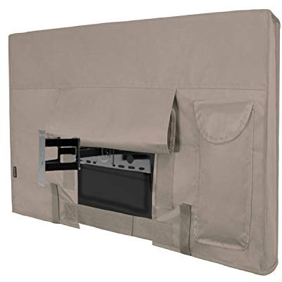Outdoor TV Cover for 53 to 55 inches LCD, LED, Waterproof, Weatherproof and Dust-Proof TV Screen Protectors with Cleanig Cloth (55 inch,Camel)