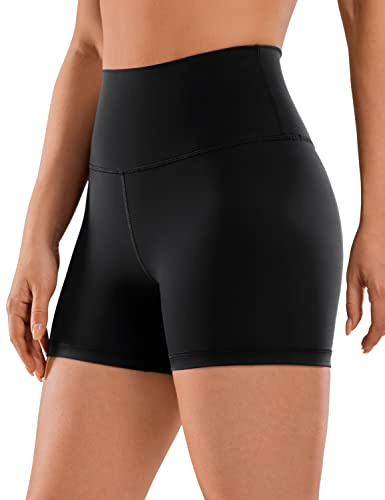 CRZ YOGA Naked Feeling Donne Sensazione di Nudo Yoga Pantaloncini - 10cm A Vita Alta Allenarsi Biker Pantaloncini Nero 40