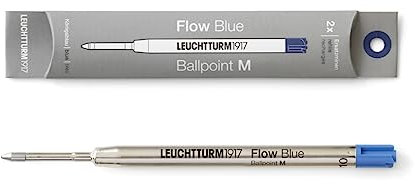LEUCHTTURM1917 - Kugelschreiberminen im Parker-Stil für Drehgriffel Nr. 1 – dokumentenecht ISO 15727-2 (2er-Pack, mittlere Spitze, blau)
