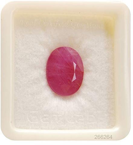 Abhinav Gems, Pierre naturelle naturelle de haute qualité, 5.50 ratti, pierre mannequin en rubis birman original certifié par l'esprit de la Terre, pierre naturelle lâche (bâton, teseted), pierre