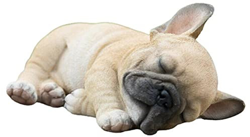 KKPLZZ Französische Bulldogge Statue, Sleepy Dog Figurine Resin Craft Ornament Rasenskulptur Outdoor oder Indoor Decor