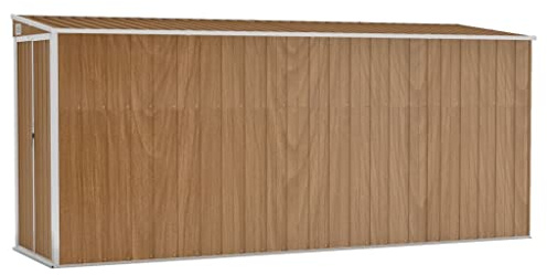 vidaXL Abri de Jardin Mural Marron 118 x 382 x 178 cm Acier galvanisé