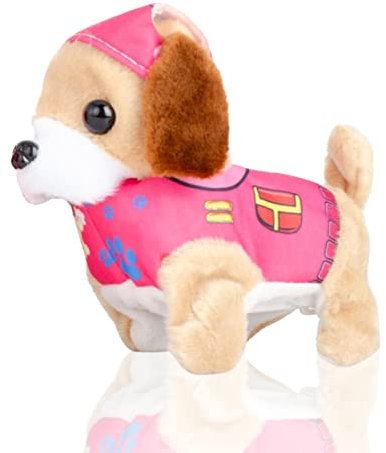 MAGIC SELECT Perro Electrónico de Juguete Que ladra y Camina. Perrito Aviador con Traje Rosa. Mascota Eléctrica para Niños. Perrito a Pilas Que Anda. (Pilas AA no Incluidas)
