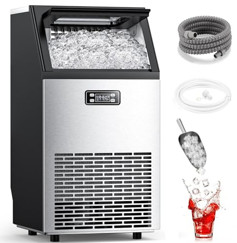 COWSAR Commercial Ice Maker Machine 100Lbs/24H, Stainless Steel Undercounter Ice Maker with 33Lbs Storage Capacity, Self-Cleaning Freestanding Ice Machine for Home, Bar, Restaurant, Office, Outdoor