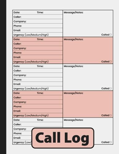 Call Log: Phone Message Book with Space for Over 500 Records (Phone Calls, Voicemails & Messages Tracker)