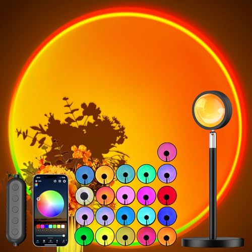 Madoury Sunset Lamp Projector with APP and Button Control, Multicolor Changing Projection Light Sunlight Lamp for Bedroom, Photography, Party, Tiktok Live, Room Decor