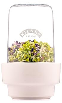 Kilner 0.5L Sprouting Set Glass Jar with Stainless Steel Lid Ceramic Base & Recipe Booklet Ideal for Growing Broccoli Beans Radish Lentils BPA-Free Sustainable Dishwasher Safe