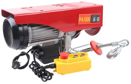 800/1000 kg per argano elettrico, paranco per gru, verricello fino a fune, verricello elettrico, telecomando radio, dispositivi di sollevamento con corda in acciaio da 12 m (1000 kg)