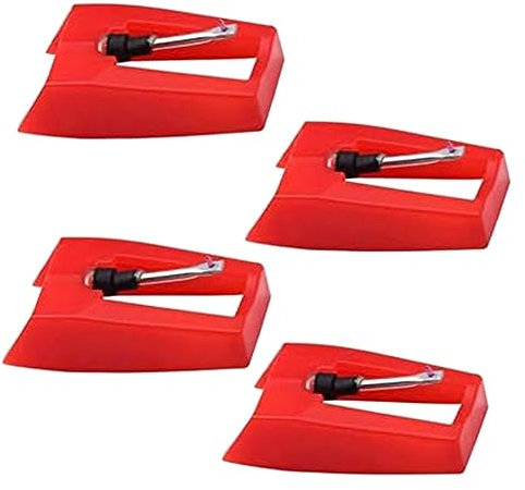 Okeeyseda 4er-Pack Ruby Plattenspieler-Nadel Plattenspieler-Stylus Ersatzzubehör Grammophon Vinyl-Schallplattenspieler-Stylus
