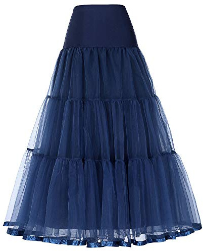 SSDH Jupon Long à Volants Crinoline Vintage Mariage Jupon de mariée pour Robes de mariée sous-Jupe Rockabilly Tutu (FR/ES, Alpha/Lettres, TG, Taille Normale, Taille Normale, Bleu Marine)