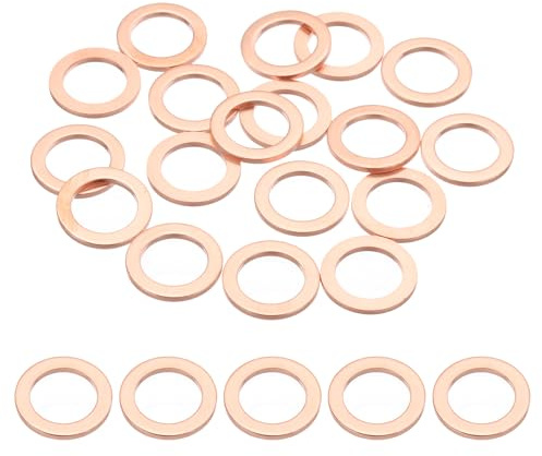 PATIKIL 18PCS Rondelles En Cuivre M12, Rondelles D'Ecrasement En Cuivre M12x18x1.5mm Rondelles Plates Metriques Rondelles D'Etancheite Kit D'Assortiment Joint De Bouchon De Vidange