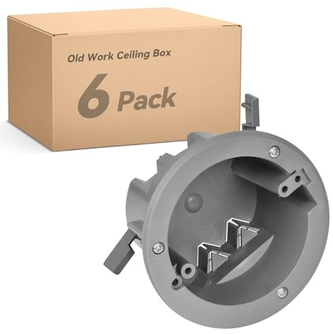 Togalonn 4 Old Work Ceiling Box, 18 CU. in. Round Electrical Box, PVC, UL Listed, 6 Pack
